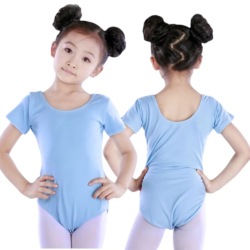 Multi Color Short Sleeve Gymnastics Leotard For Girls