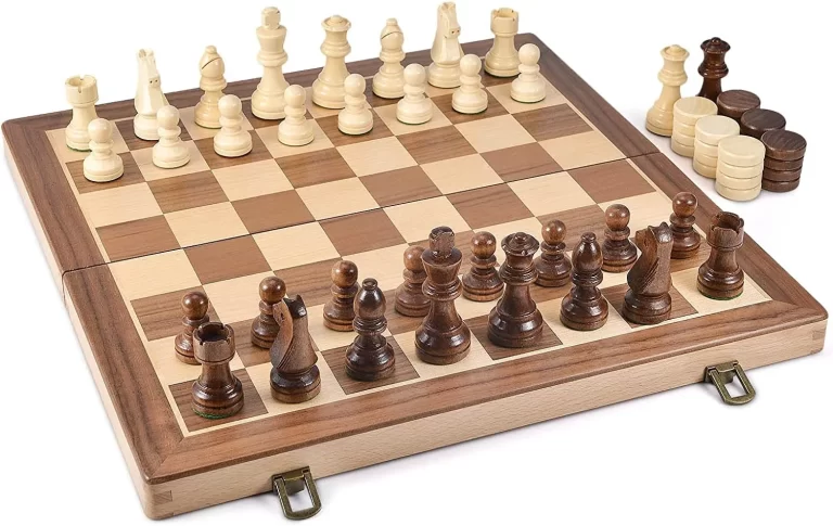 قطع شطرنج وداما خشبية - Compact Chess and Checkerboard
