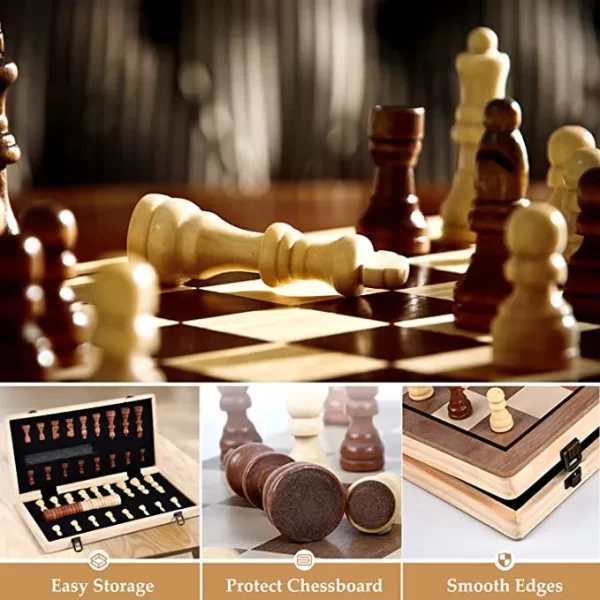 شطرنج خشبي - Portable Chess Combination
