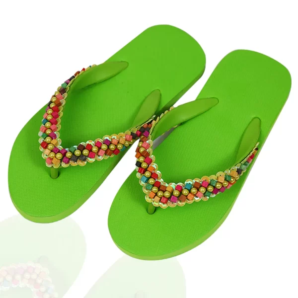 Chic Stone-Adorned Pool Slippers